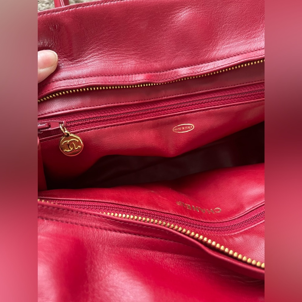Chanel Red Lambskin Chevron Bag - Picture 9 of 17